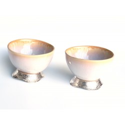 Taça porcelana base ondulada